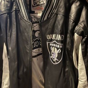 NFL Raiders LV/LA/Oakland Leather Jacket Carl Banks Medium